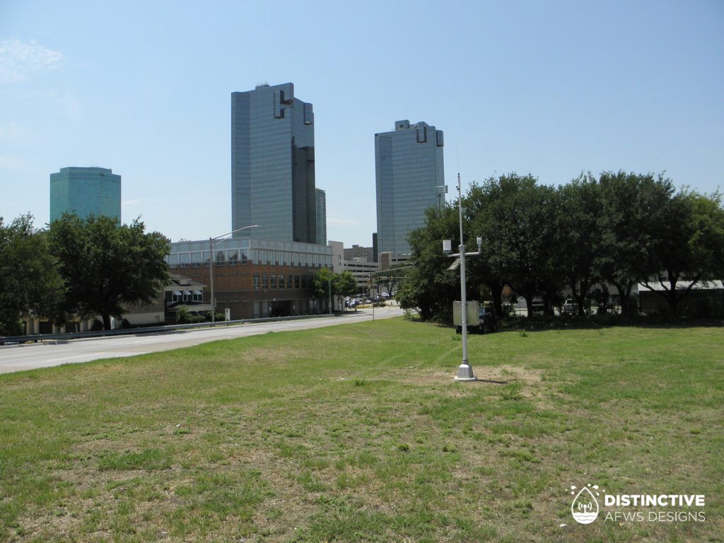 One of 20 installed ALERT2 weather monitoring stations for the City of Fort Worth, Texas in downtown, Fort Worth